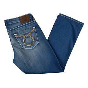 Big Star Jeans Womens 32 Remy Medium Wash Straight Stretch Denim Thick Stitching